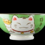 Ciotola per riso kawaii Maneki Neko verde in ceramica