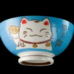 Ciotola per riso kawaii Maneki Neko verde in ceramica