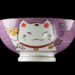 Ciotola per riso kawaii Maneki Neko verde in ceramica
