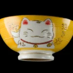 Ciotola per riso kawaii Maneki Neko verde in ceramica